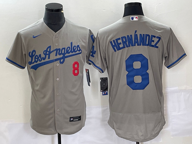 Los Angeles Dodgers #8 Enrique Hernández Gray Flex Base Stitched Jersey