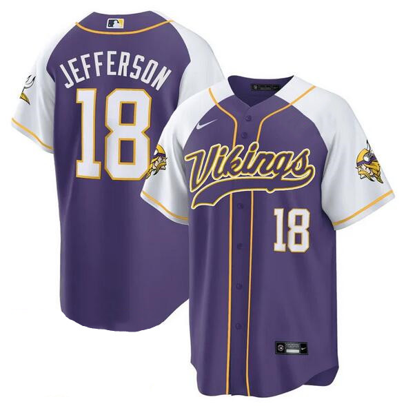 Minnesota Vikings #18 Justin Jefferson Purple White Cool Base Stitched Jersey