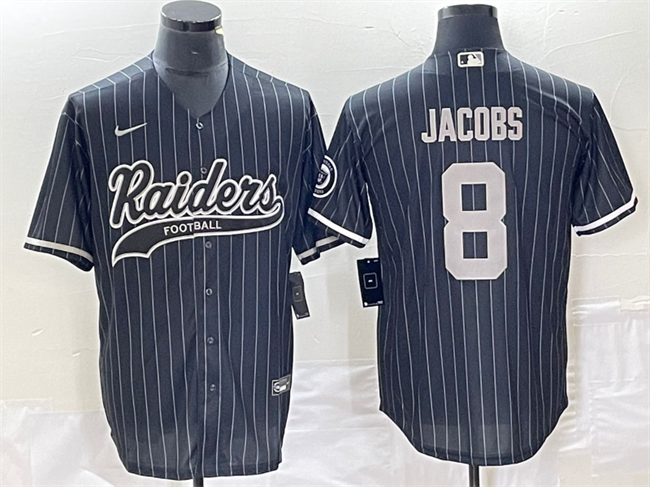 Las Vegas Raiders #8 Josh Jacobs Black Cool Base Stitched Jersey