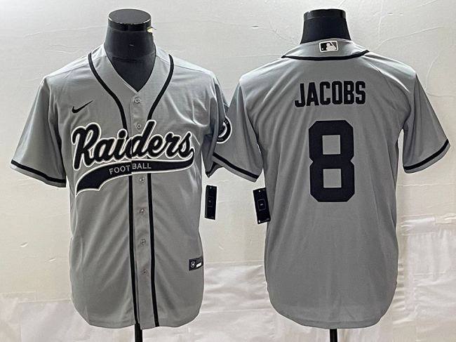 Las Vegas Raiders #8 Josh Jacobs Gray Cool Base Stitched Jersey