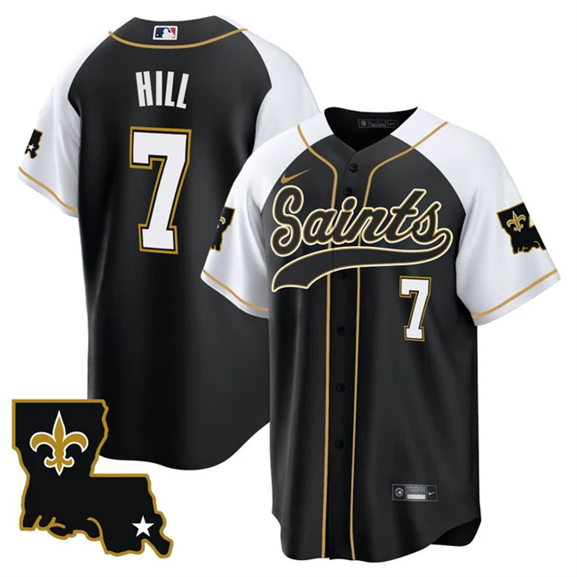 New Orleans Saints #7 Taysom Hill Black White 1987 Legacy Cool Base Stitched Jersey