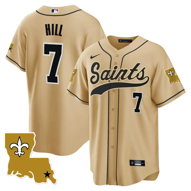 New Orleans Saints #7 Taysom Hill Gold 1987 Legacy Cool Base Stitched Jersey
