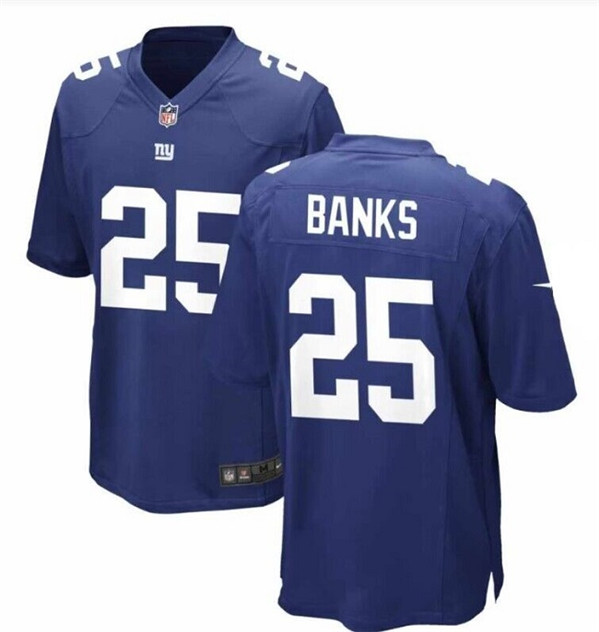 New York Giants #25 Deonte Banks Rush Blue Stitched Game Jersey