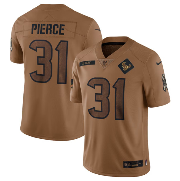 Houston Texans #31 Dameon Pierce 2023 Brown Salute To Service Limited Stitched Jersey