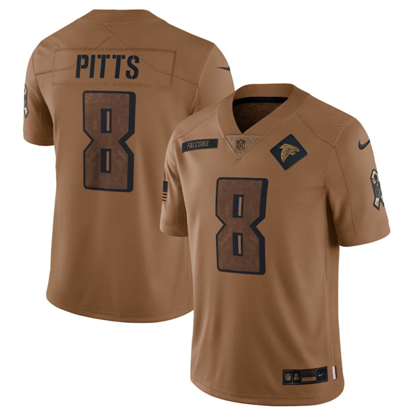 Atlanta Falcons #8 Kyle Pitts 2023 Brown Salute To Setvice Limited Stitched Jersey