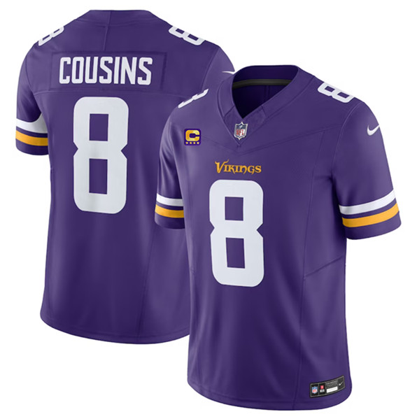 Minnesota Vikings #8 Kirk Cousins Purple 2023 F.U.S.E. With 4-Star C Patch Vapor Untouchable Limited Stitched Jersey