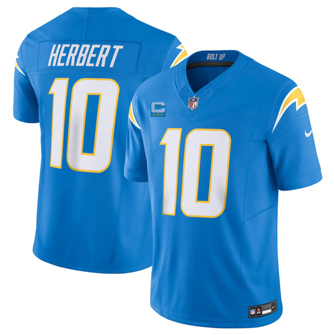 Los Angeles Chargers #10 Justin Herbert Light Blue 2023 F.U.S.E. With 3-Star C Patch Vapor Untouchable Limited Stitched Jersey