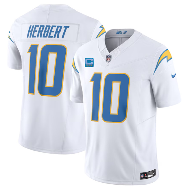 Los Angeles Chargers #10 Justin Herbert White 2023 F.U.S.E. With 3-Star C Patch Vapor Untouchable Limited Stitched Jersey