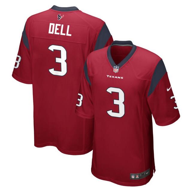 Houston Texans #3 Tank Dell Red Stitched Game Jersey