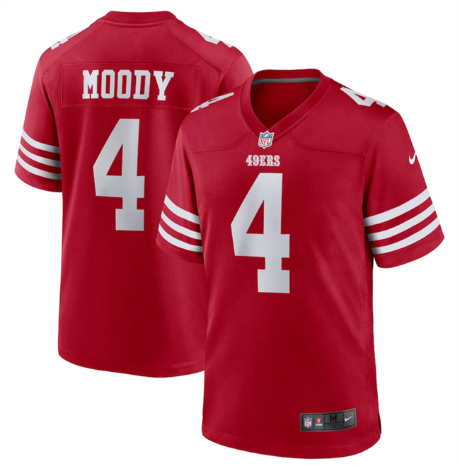 San Francisco 49ers #4 Jake Moody Red Stitched Game Jersey
