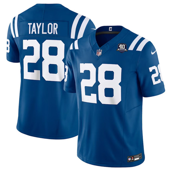 Indianapolis Colts #28 Jonathan Taylor Blue 2023 F.U.S.E 40th Anniversary Vapor Untouchable Stitched Jersey