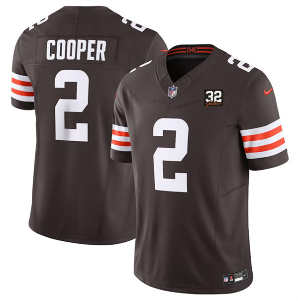 Cleveland Browns #2 Amari Cooper Brown 2023 F.U.S.E. With Jim Brown Memorial Patch Vapor Untouchable Limited Stitched Jersey