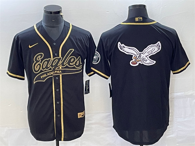 Philadelphia Eagles Black Gold Team Big Logo Cool Base Stitched Jersey