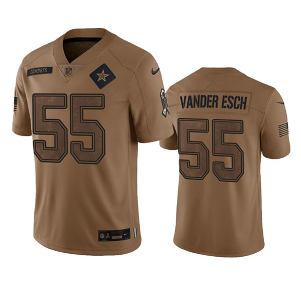 Dallas Cowboys #55 Leighton Vander Esch 2023 Brown Salute To Service Limited Stitched Jersey