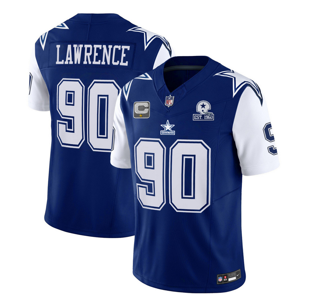 Dallas Cowboys #90 DeMarcus Lawrence Navy 2023 F.U.S.E. With 1960 Patch Vapor Limited Stitched Jersey