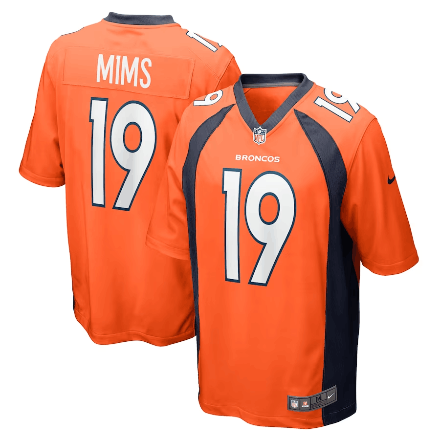 Denver Broncos #19 Marvin Mims Jr. Orange Stitched Game Jersey