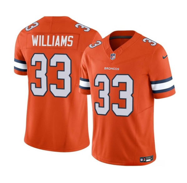 Denver Broncos #33 Javonte Williams Orange 2023 F.U.S.E. Vapor Untouchable Stitched Jersey