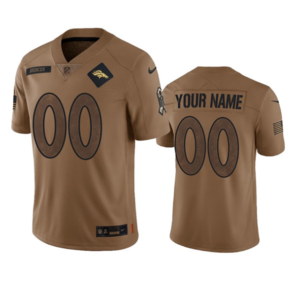 Denver Broncos Custom 2023 Brown Salute To Service Limited Stitched Jersey