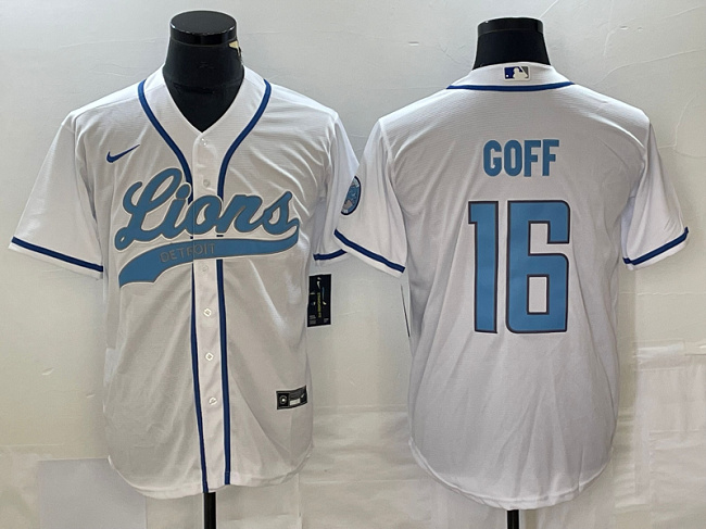 Detroit Lions #16 Jared Goff White Cool Base Stitched Jersey