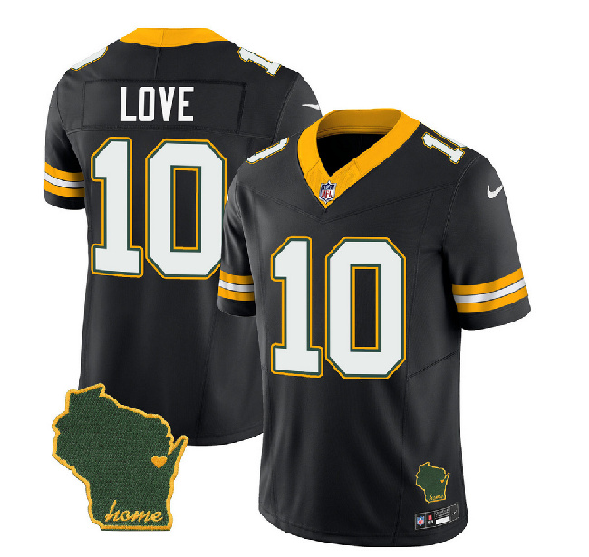 Green Bay Packers #10 Jordan Love Black 2023 F.U.S.E. Home Patch Vapor Untouchable Limited Stitched Jersey