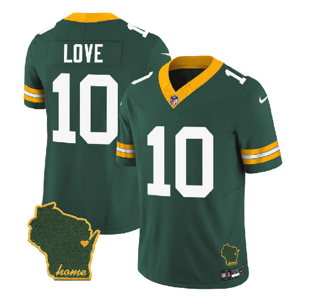 Green Bay Packers #10 Jordan Love Green 2023 F.U.S.E. Home Patch Vapor Untouchable Limited Stitched Jersey