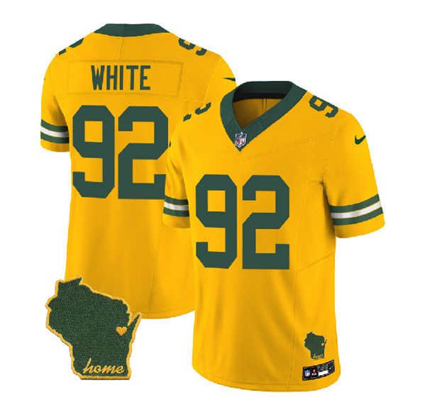 Green Bay Packers #92 Reggie White Gold 2023 F.U.S.E. Home Patch Vapor Untouchable Limited Stitched Jersey