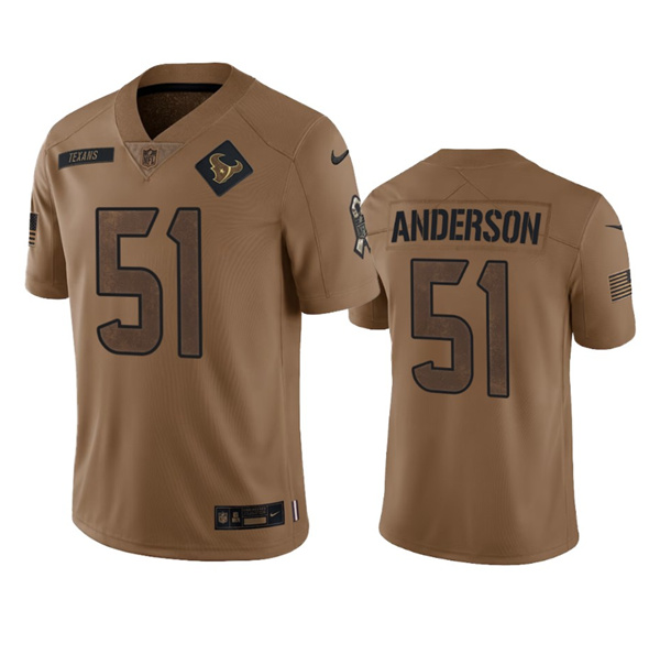 Houston Texans #51 Will Anderson Jr. 2023 Brown Salute To Service Limited Stitched Jersey