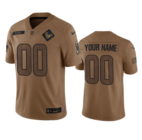 Houston Texans Custom 2023 Brown Salute To Service Limited Stitched Jersey