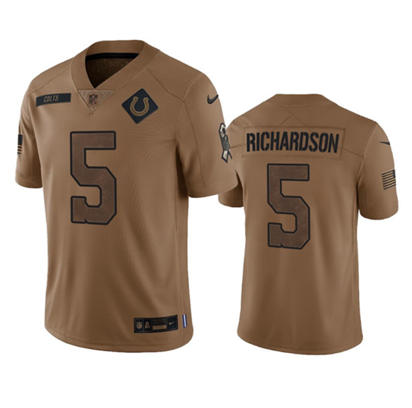 Indianapolis Colts #5 Anthony Richardson 2023 Brown Salute To Sertvice Limited Stitched Jersey
