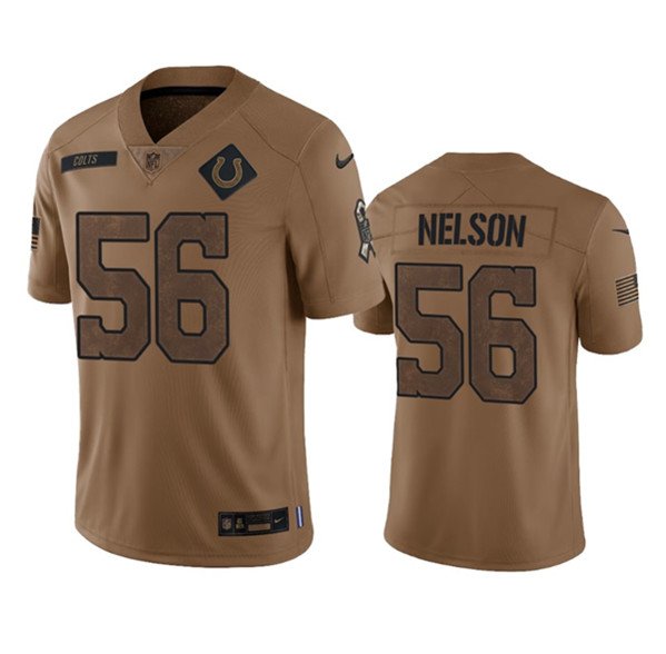 Indianapolis Colts #56 Quenton Nelson 2023 Brown Salute To Sertvice Limited Stitched Jersey