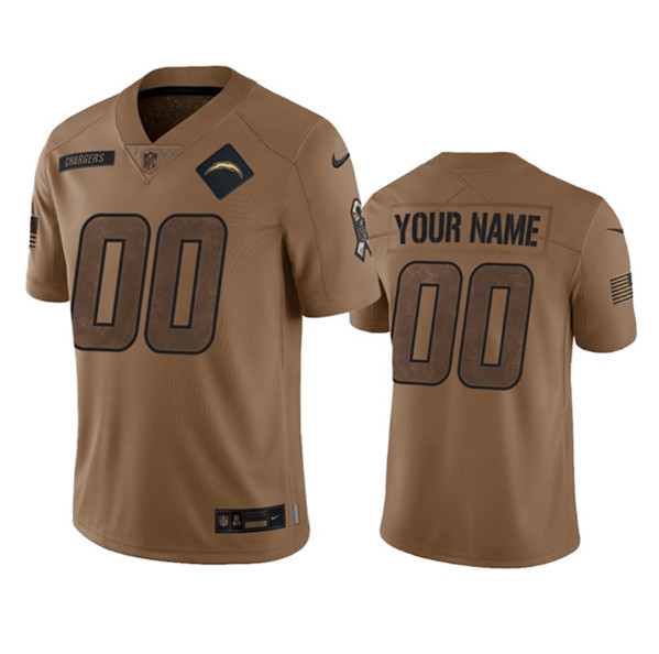 Los Angeles Chargers Custom 2023 Brown Salute To Service Limited Stitched Jersey