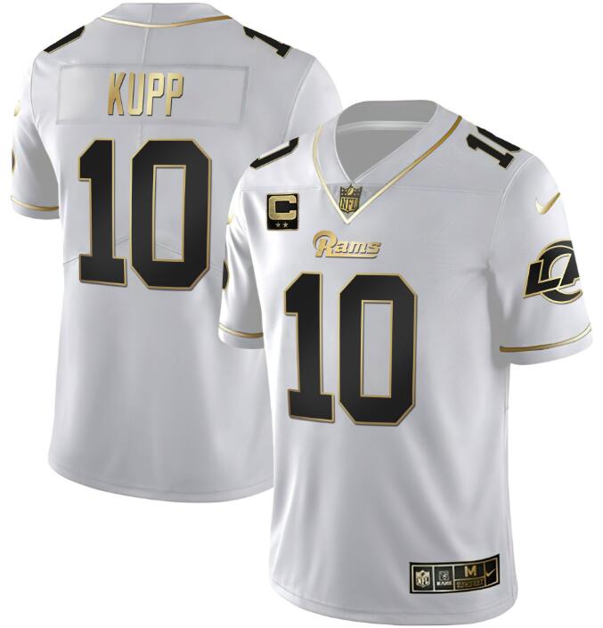 Los Angeles Rams #10 Cooper Kupp White Golden With 2-Star Patch Vapor Stitched Jersey