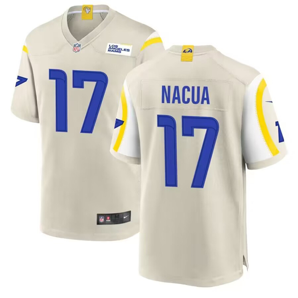 Los Angeles Rams #17 Puka Nacua Bone Stitched Game Jersey