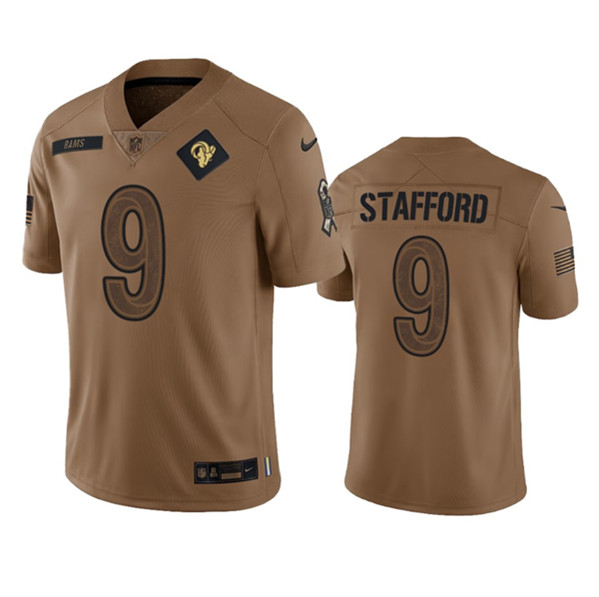 Los Angeles Rams #9 Matthew Stafford 2023 Brown Salute To Service Limited Stitched Jersey