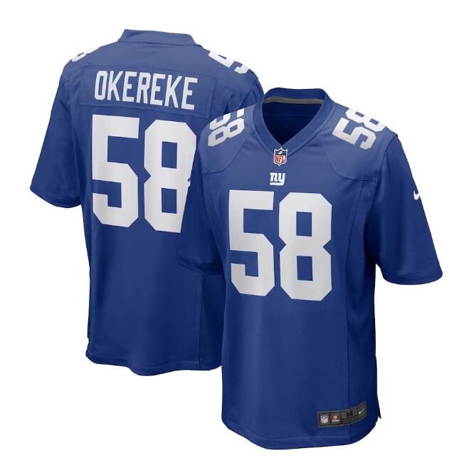 New York Giants #58 Bobby Okereke Royal Stitched Game Jersey
