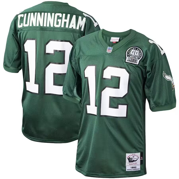 Philadelphia Eagles #12 Randall Cunningham Kelly Green Mitchell Ness 1992 Throwback Stitched Jersey