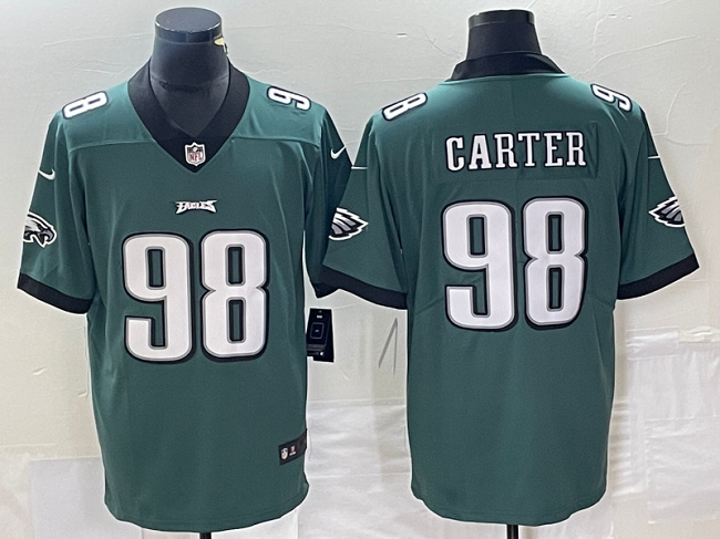 Philadelphia Eagles #98 Jalen Carter Green Vapor Limited Stitched Jersey
