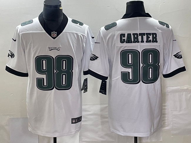 Philadelphia Eagles #98 Jalen Carter White Vapor Limited Stitched Jersey