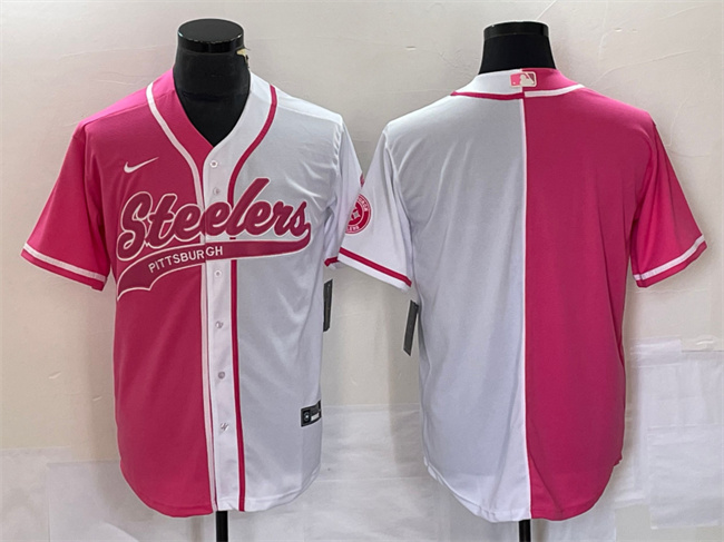 Pittsburgh Steelers Blank White Pink Split Cool Base Stitched Jersey