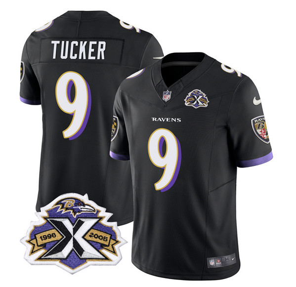 Baltimore Ravens #9 Justin Tucker Black 2023 F.U.S.E With Patch Throwback Vapor Limited Stitched Jersey