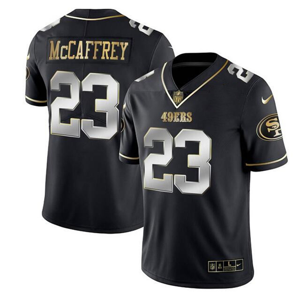 San Francisco 49ers #23 Christian McCaffrey Black Gold Stitched Jersey