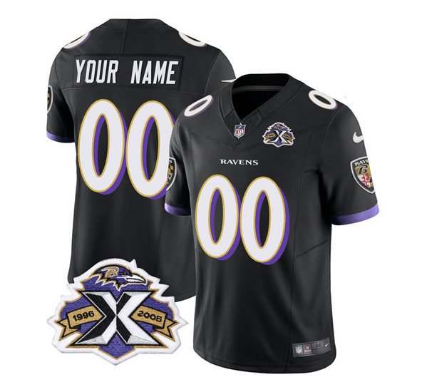 Baltimore Ravens Custom Black 2023 F.U.S.E With Patch Throwback Vapor Limited Stitched Jersey