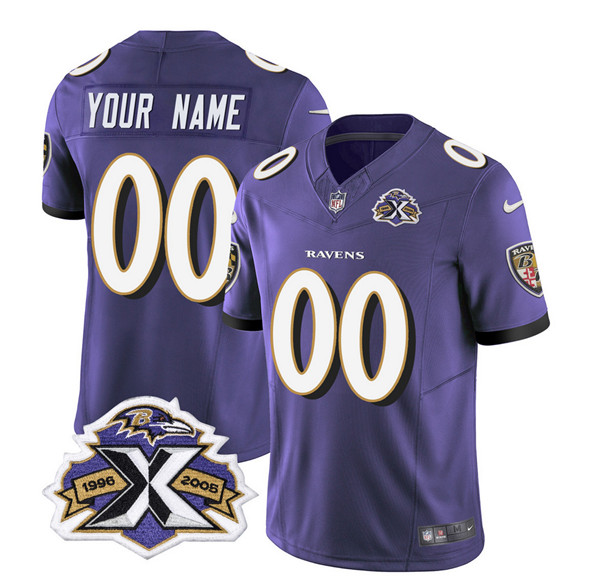 Baltimore Ravens Custom Purple 2023 F.U.S.E With Patch Throwback Vapor Limited Stitched Jersey