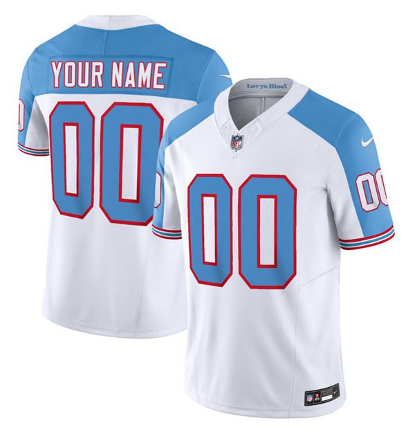 Tennessee Titans Custom White Blue 2023 F.U.S.E. Vapor Limited Throwback Stitched Jersey