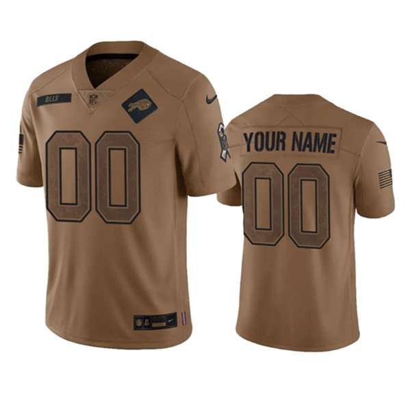 Buffalo Bills Custom 2023 Brown Salute To Service Limited Stitched Jersey