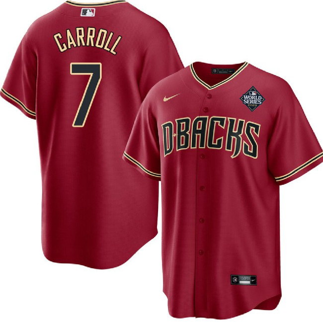 Arizona Diamondbacks #7 Corbin Carroll Red 2023 World Series Cool Base Stitched Jersey