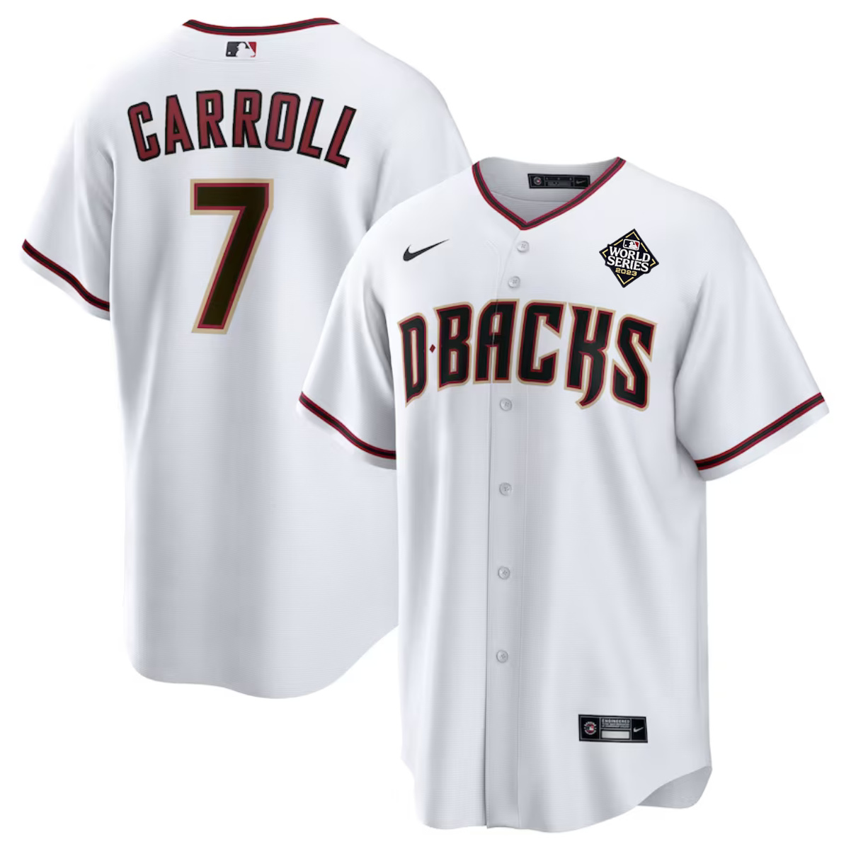 Arizona Diamondbacks #7 Corbin Carroll White 2023 World Series Cool Base Stitched Jersey