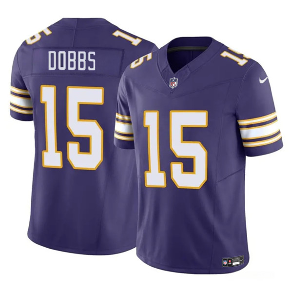 Minnesota Vikings #15 Josh Dobbs Purple 2023 F.U.S.E. Throwback Limited Stitched Jersey