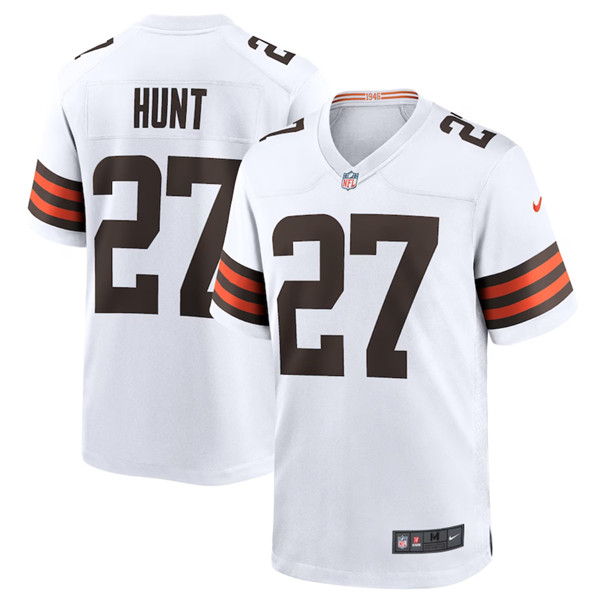 Cleveland Browns #27 Kareem Hunt White Stitched Game Jersey
