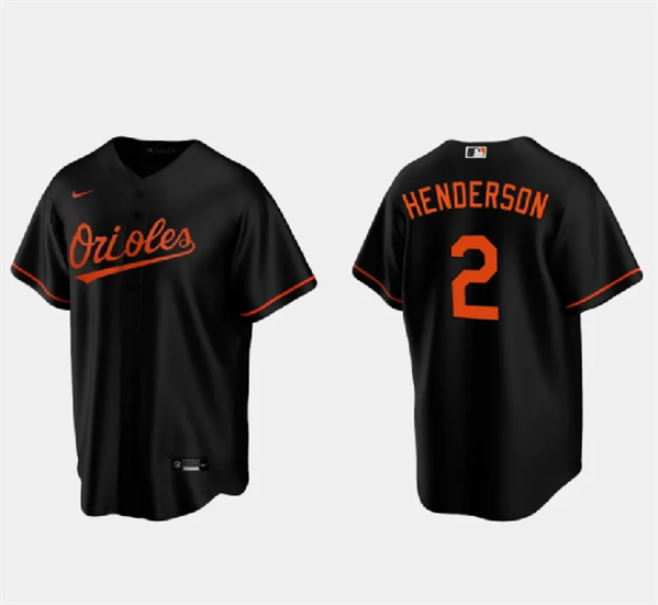 Baltimore Orioles #2 Gunnar Henderson Black Cool Base Stitched Jersey